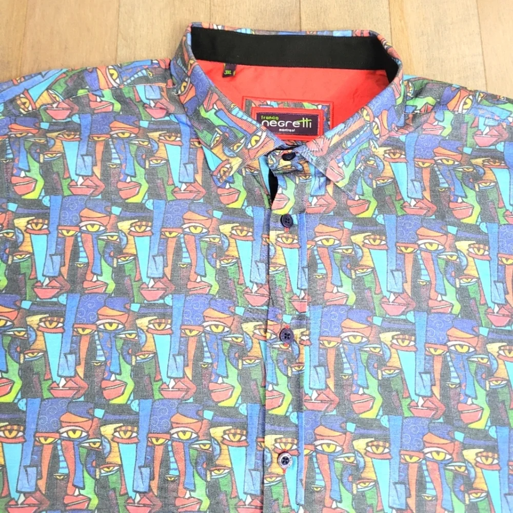 Franco Negretti shirt with cubist face print - Picture 1 of 11